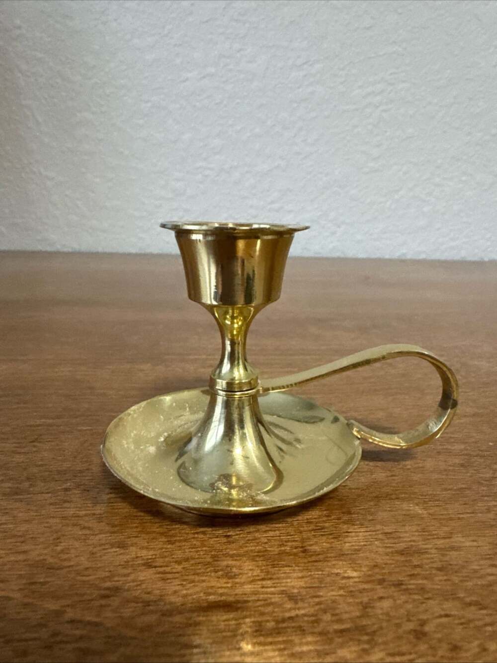 Hampton Brass Chamberstick Finger Loop Candle Holder 83954 Solid Brass